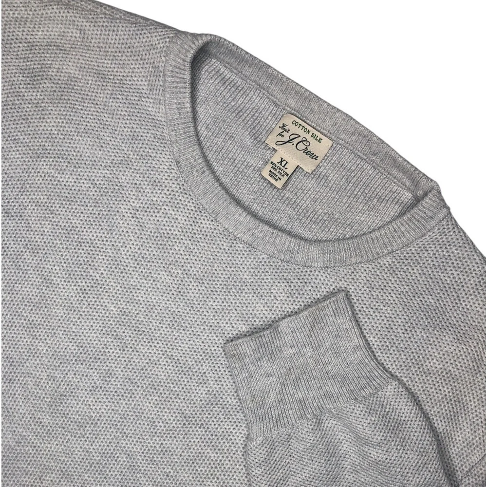 J. Crew Men’s Cotton Silk Blend Knit Crewneck Pique Stitch Sweater | Size XL